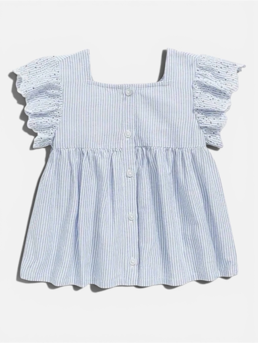 👚2/$10👗3/$12 NWT Old Navy Blue & White Striped Flutter Sleeve Top Toddler 5T